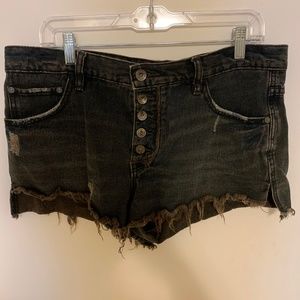 Free People Black Distressed Demin Shorts- Size 29
